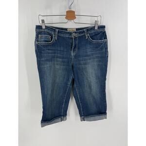 Earl Jean Medium Wash Rolled Hem 5-Pocket Capri Jeans‎ Womens Size 6